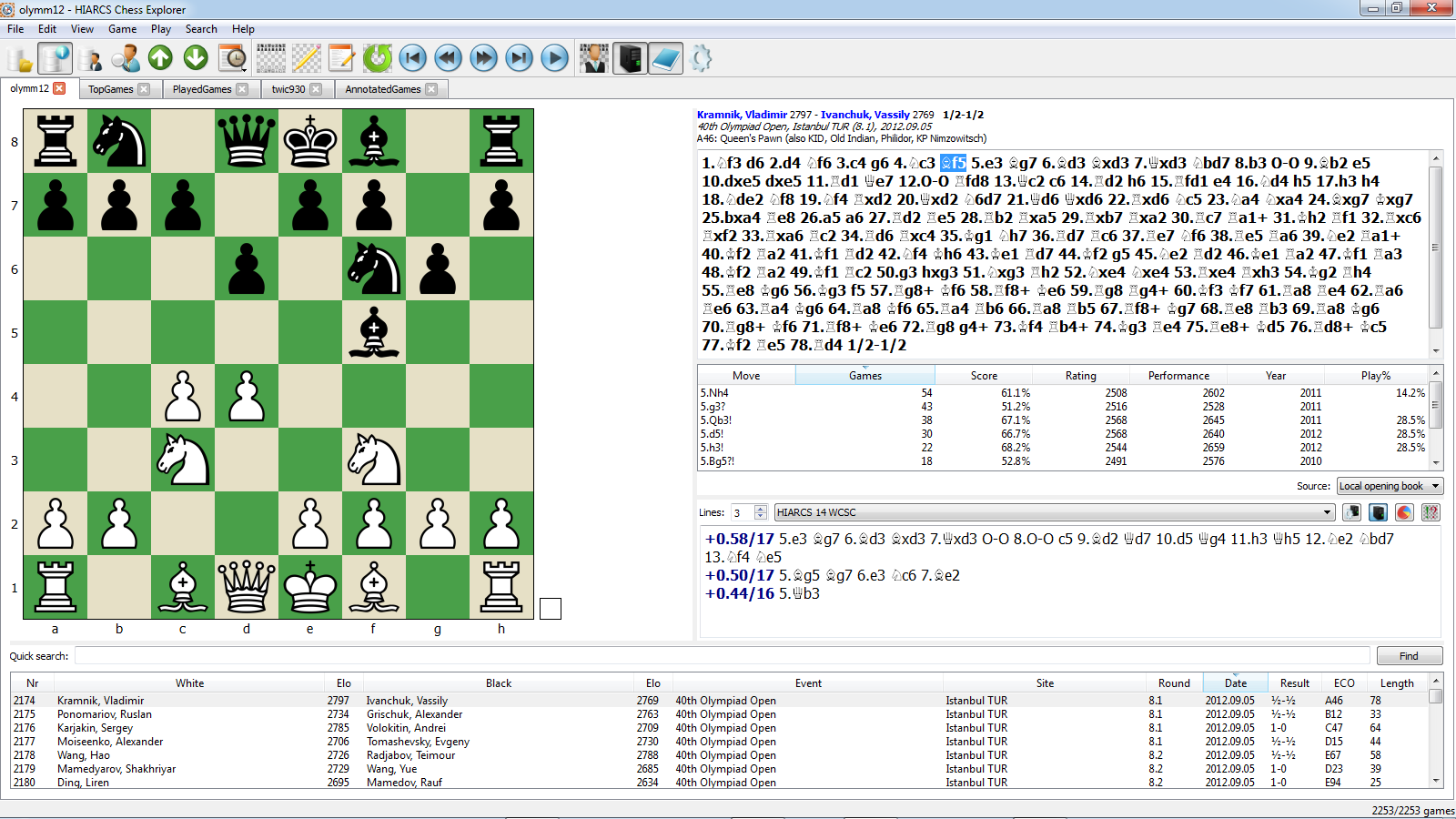 hiarcs chess explorer maximum database size